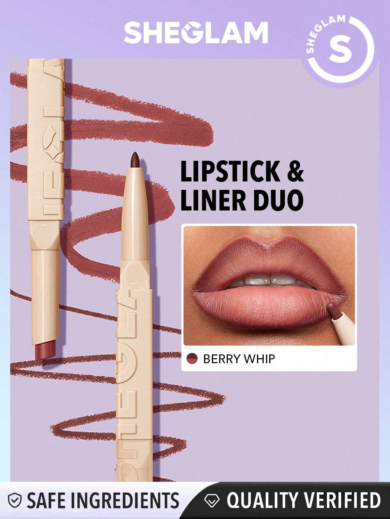 SHEGLAM Lipstick & Liner Duo - (Berry Whip)