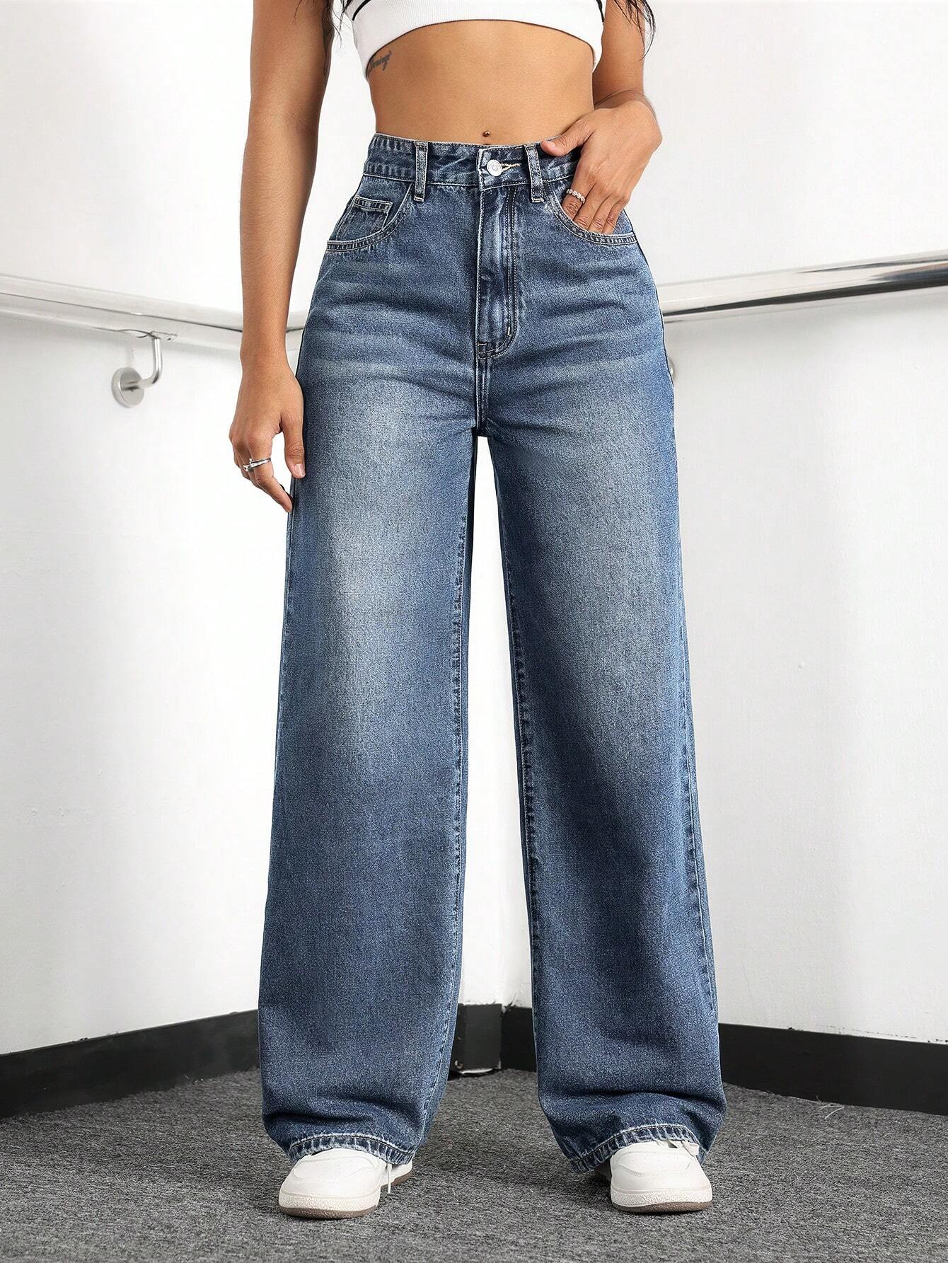 Wide-Leg Denim Pants