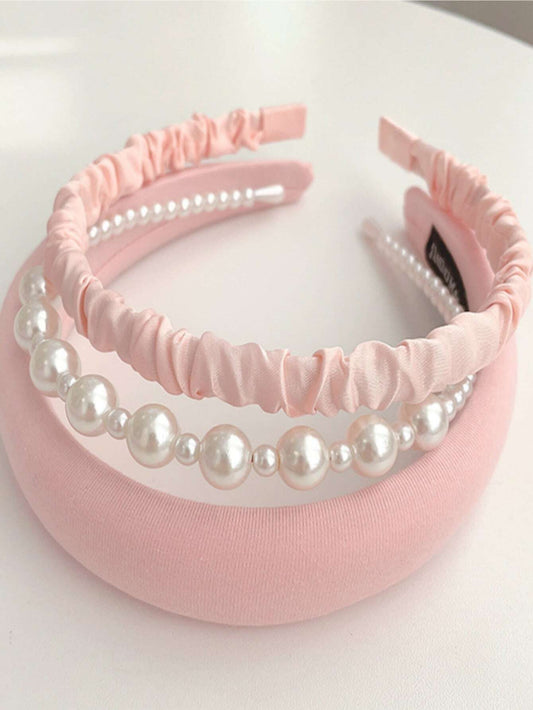 Sponge & Faux Pearl Decor Hairband