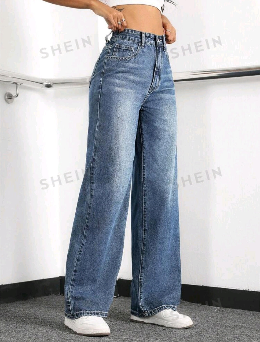 Wide-Leg Denim Pants