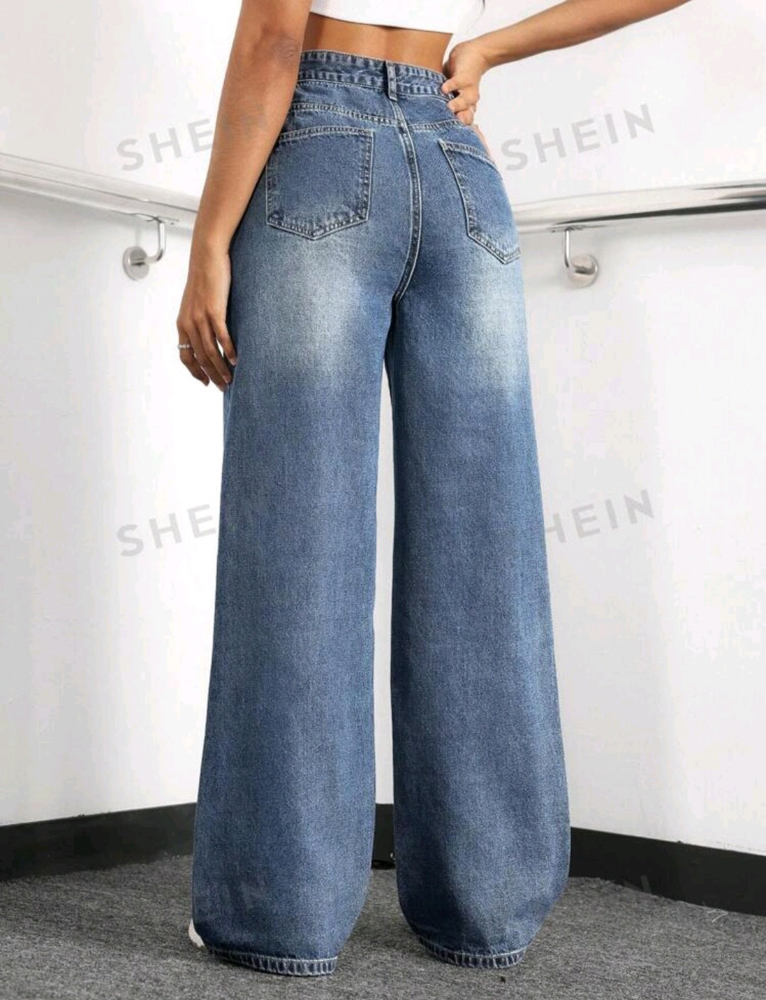 Wide-Leg Denim Pants